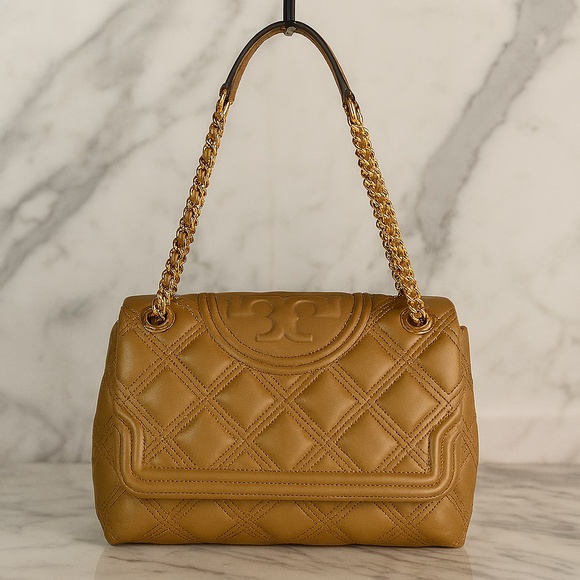 NEW Tory Burch Soft Fleming Convertible Shoulder/Crossbody Bag Tiramisu Leather - Picture 1 of 15